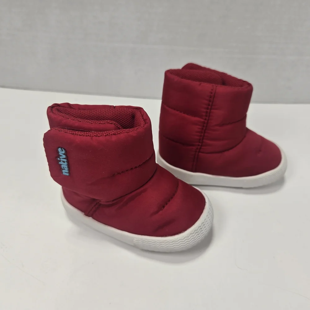 Native Chamonix Baby Red & White Snow Ankle Boots Booties Size Baby 1 B1